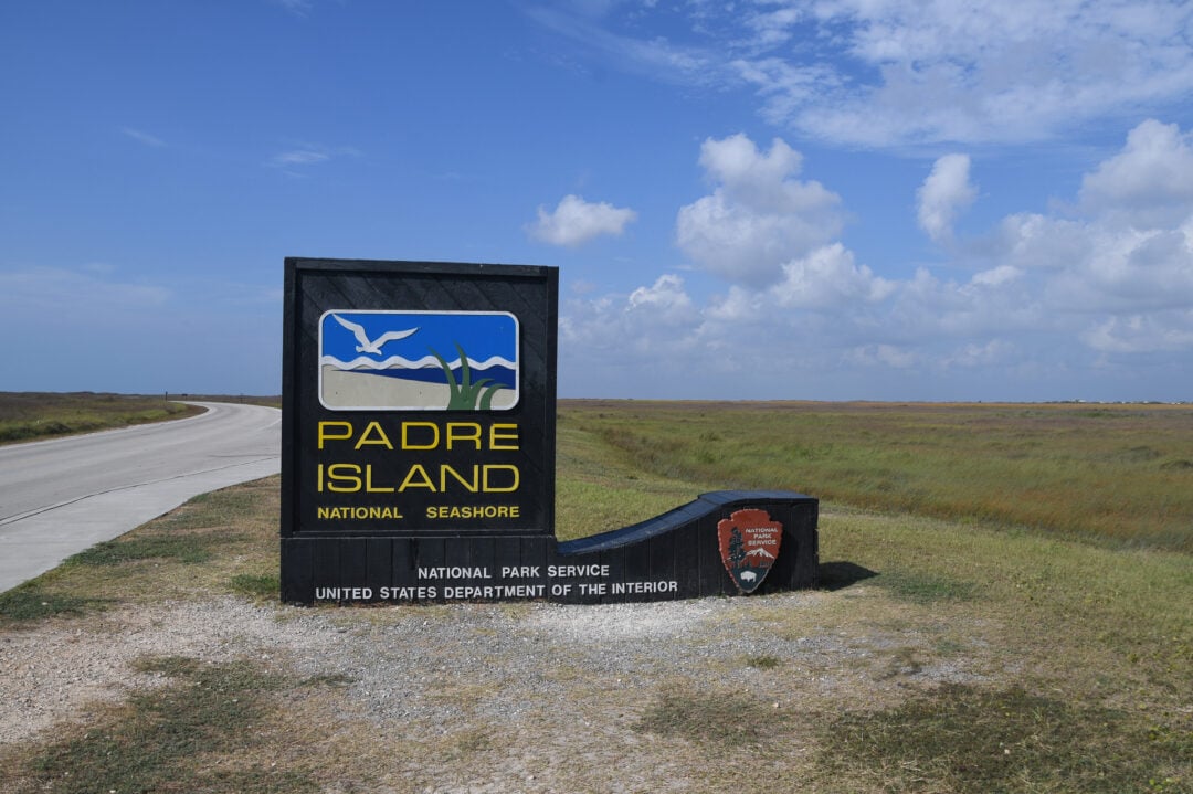 South Padre Island National Seashore sign located at the north entrance