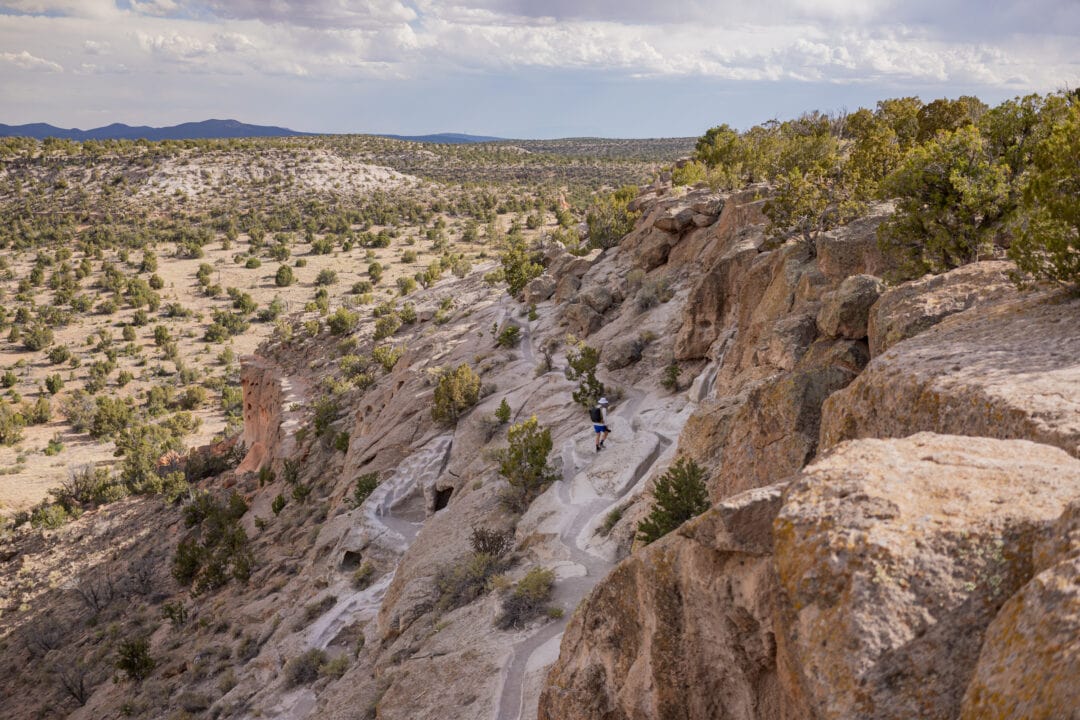 A rocky terrain and desert scrub landscape