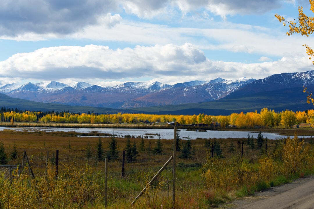 Mountains stand as a natural barrier at the Yukon Wildlife Preserve