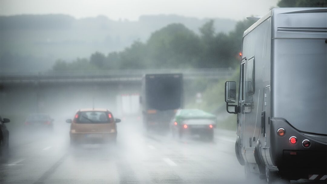 Hard rain on a highway