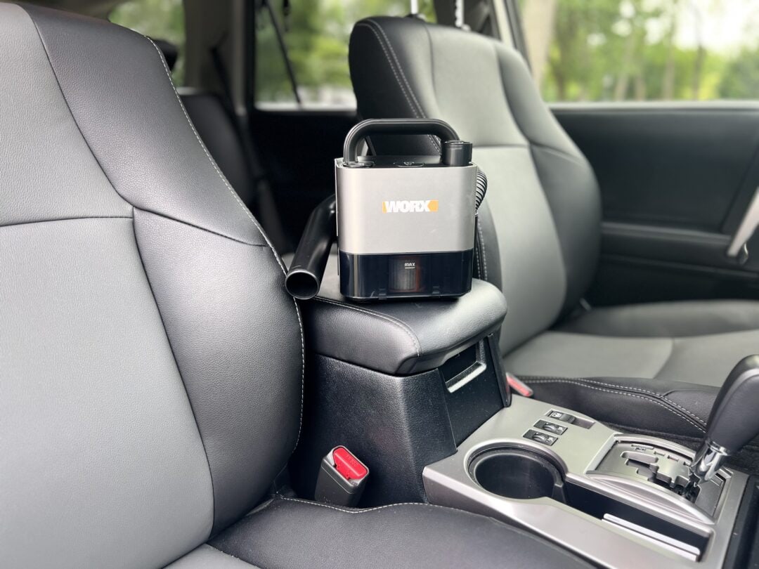 Small portable vacuum inside a car