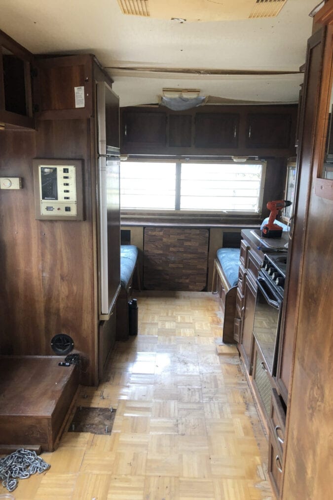 the interior of an unrenovated rv 