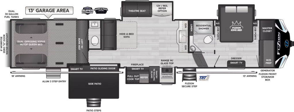 Keystone Fuzion 425 Toy Hauler floorplan