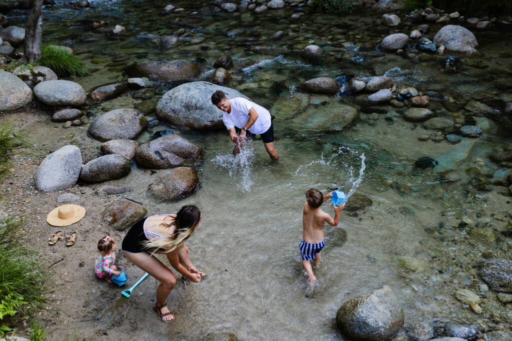 Playing in the water in Whiskeytown, CA