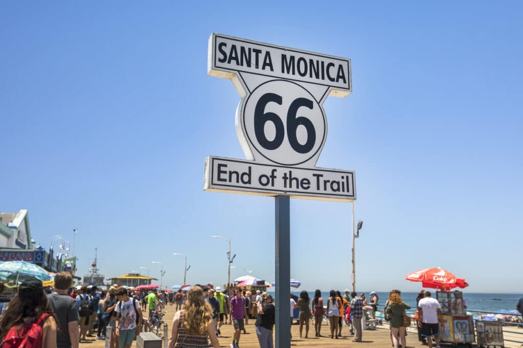 "End of the Trail" sign in Santa Monica, CA